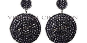 Pave Diamond 14k Gold Dangler Earring 925 Sterling Silver Jewelry