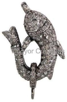 Pave Diamond 925 Sterling Silver Fashion Finding Clasp Lock Jewelry