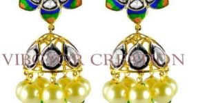 Pearl Gemstone Jhumki Rosecut Diamond Polki 14k Gold 925 Silver Earring Jewelry