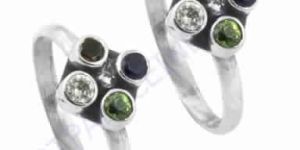 Unique Multi Stone Silver Toe Rings, 925 Sterling Silver Jewelry