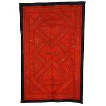 Mirror and Embroidered Wall Hanging