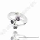 Silver Sterling Amethyst 3 Stone Rings