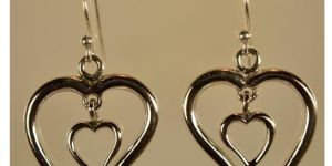 925 Silver Twin Heart Earrings