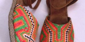 Handcrafted Handmade Khatliwork Embroidery Half Covered Belly Shoe