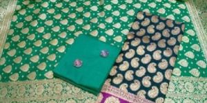Banarasi Handloom Semi Katan Silk Dress Materials