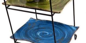 Rot Iron Two Tier Square Fruit Stand