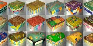 HAND PAINTED GIFT BOXES COLORED BONE