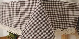 Checked Print with Lace Table Cover