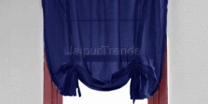 Rode Pocket Cotton Blue Curtain