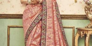 Classy Pink Designer Banarasi Brocade Pure Silk Saree