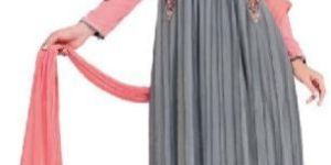 Grey Pink Semi Stitched Salwar Suit