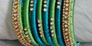 Blue-Green Silk Thread Bangles