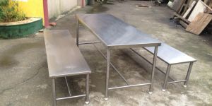 Stainless Steel Table and Bench Set