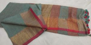 Latest Pure 100 Count Linen Plain Sarees