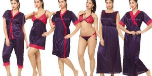 Go Glam Satin 8pc Nighty Set