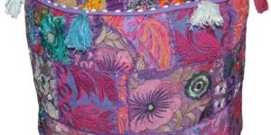 Purple Pouf Ottoman Cover