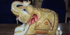 MARBLE GOLD WORK ELEPHANT