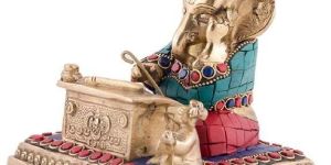 Lord Ganesha in Writing Pose Brass Statue