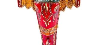 Red Coloured Wooden Elephant
