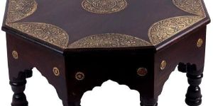 Wooden Stool with Brass Fitting