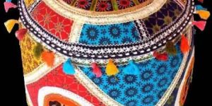 EMBROIDERED FABRIC POUF