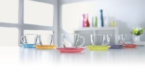 Glass Cup and Saucer