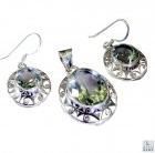 Silver Green Pendant Set