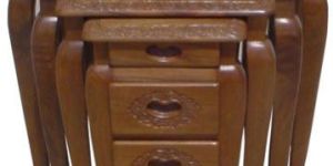 Wooden Carved Nest Table Set