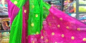 Handloom Silk Cotton Zari Ball Butta Saree