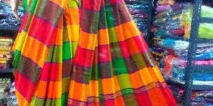 Handloom Pure Khadi Saree Multi Color Box Saree