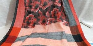 Handloom Pure Print Linen Saree