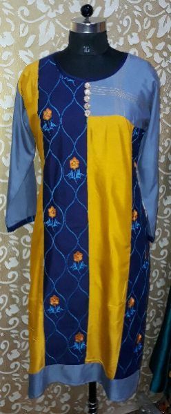 Rayon Multicolor Embroidered Kurti