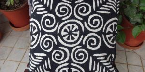 Applique Work Black & White Cotton Cushion Cover