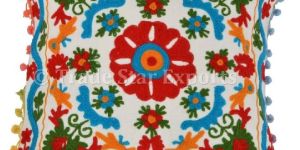 Embroidery with Multi Color Pillow Cover