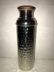 Nickel Finish Hammered Copper Circle Bottle