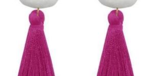 Jeweljunk Purple Gold Plated Thread Earrings