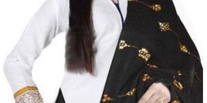 Black Dupatta with Kantha Stitch