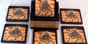 WOODEN COASTER SET HAND PAINTED