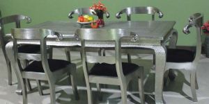 Silver Inlay Dining Table Set