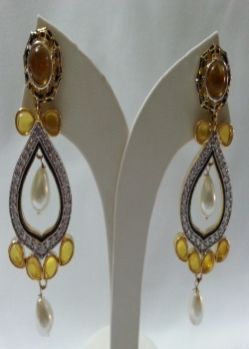 Cz Kundan Earrings