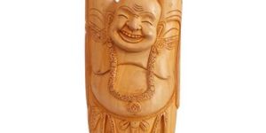 Wooden Laughing Buddha Statue
