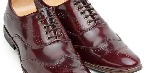 Faux Leather Wine Brogue Shoes