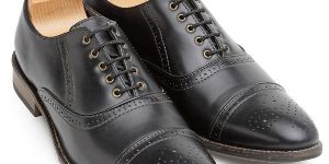 Faux Leather Oxford Black Brogue Shoes