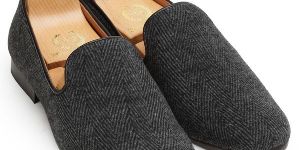 Faux Leather Dark Grey Slip Ons