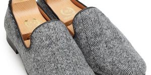 Faux Leather Light Grey Slip Ons