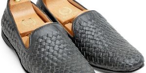 Dark Grey Woven Moccasins