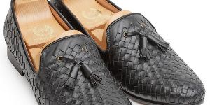 Tassel Black Woven Moccasins