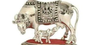 Silver Aluminium Cow Statue