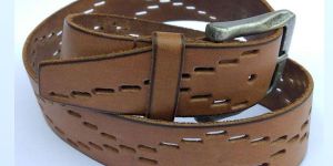 Punched Leather Unisex Belt