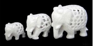 Alabaster Undercut Elephant for Decoration
